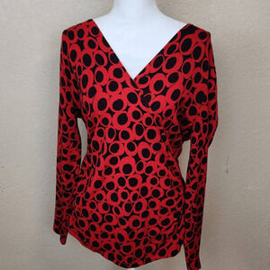 Nine West Red and Black Geometric Print Sweater XL (3688)